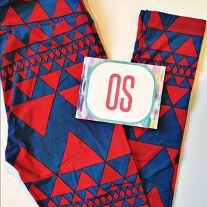 New OS LuLaRoe Leggings ~ bright red & blue ~